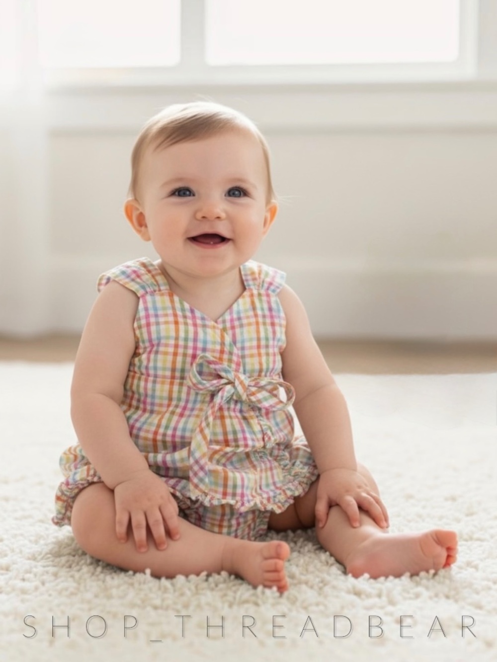 Like New [Strasburg] Sleeveless Pastel Gingham Plaid Cotton Set | 6 Months